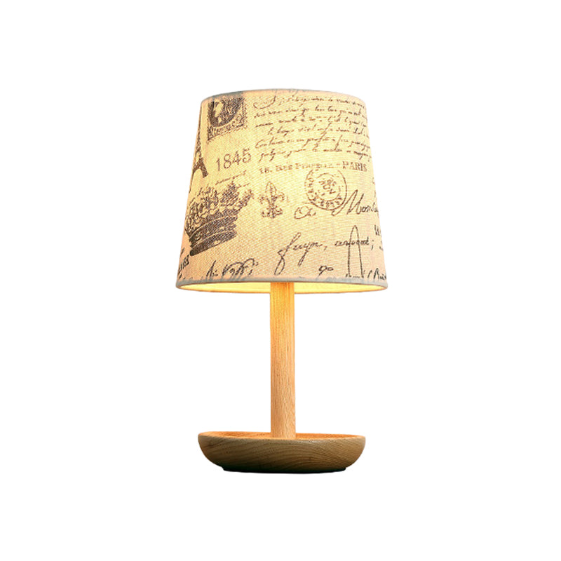 Tapered Shade Task Lighting Contemporary Fabric 1 Head Reading Lamp in Wood for Study Clearhalo 'Lamps' 'Table Lamps' Lighting' 402173