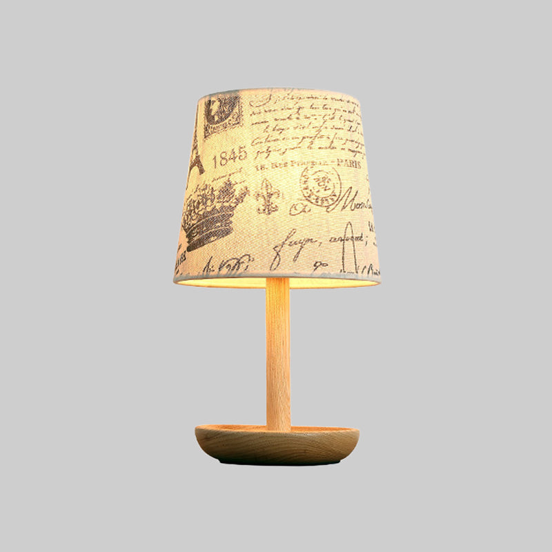 Tapered Shade Task Lighting Contemporary Fabric 1 Head Reading Lamp in Wood for Study Clearhalo 'Lamps' 'Table Lamps' Lighting' 402174