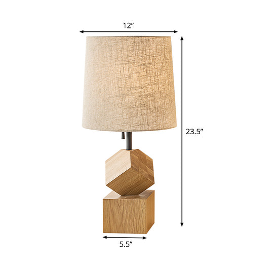 1 Head Barrel Task Light Modernism Fabric Reading Lamp in Flaxen for Living Room Clearhalo 'Lamps' 'Table Lamps' Lighting' 402205