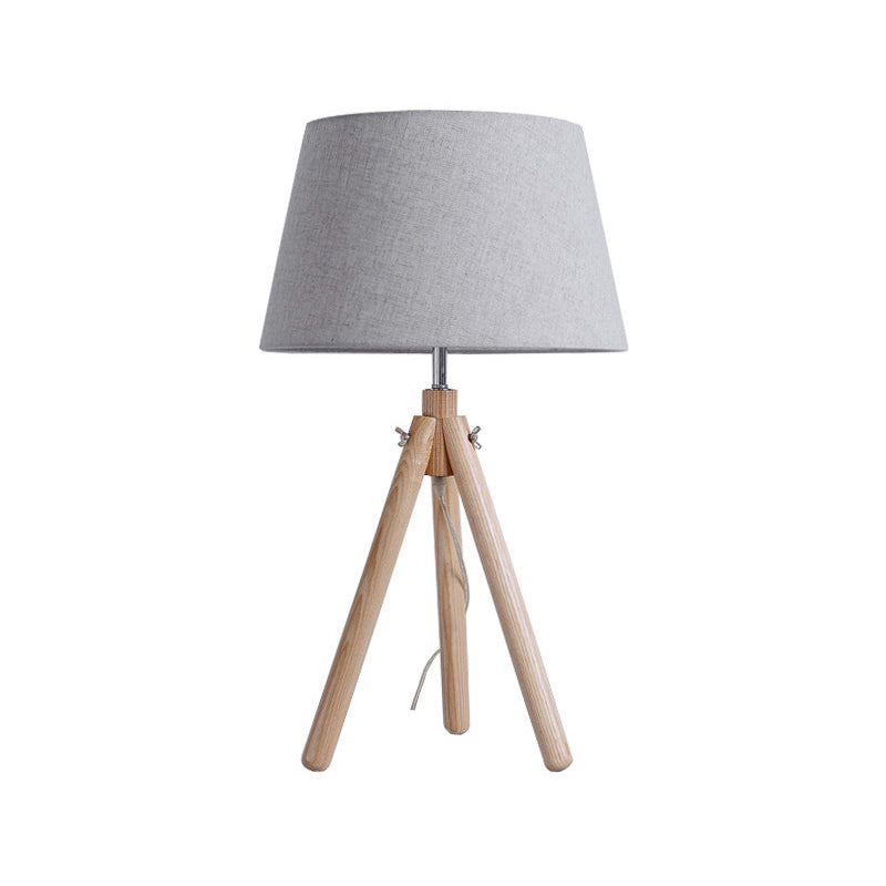 1 Head Dining Room Desk Lamp Modern Grey/White/Flaxen Table Light with Wide Flare Fabric Shade Clearhalo 'Lamps' 'Table Lamps' Lighting' 402209