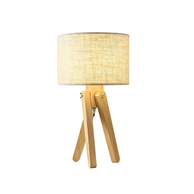 Straight Sided Shade Task Lamp Contemporary Fabric 1 Bulb Reading Book Light in Wood Clearhalo 'Lamps' 'Table Lamps' Lighting' 402222