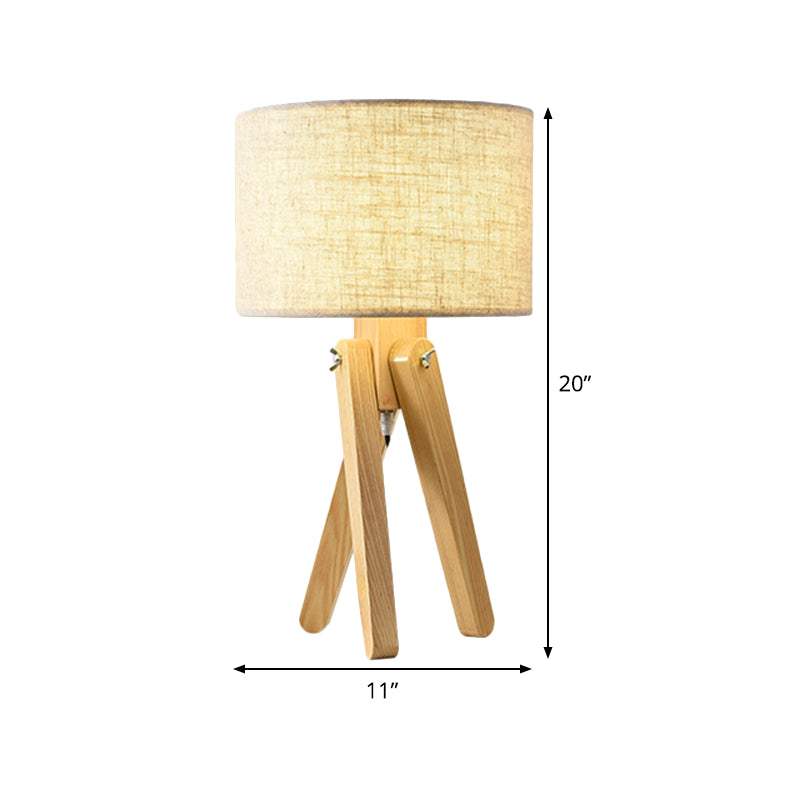 Straight Sided Shade Task Lamp Contemporary Fabric 1 Bulb Reading Book Light in Wood Clearhalo 'Lamps' 'Table Lamps' Lighting' 402223