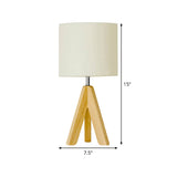 Fabric Cylinder Table Light Modern 1 Bulb White Small Desk Lamp with Wood Tripod Clearhalo 'Lamps' 'Table Lamps' Lighting' 402228