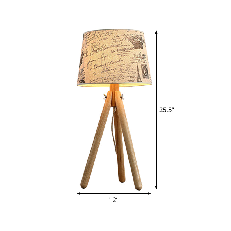 Contemporary 1 Head Task Lighting Wood Conical Small Desk Lamp with Fabric Shade Clearhalo 'Lamps' 'Table Lamps' Lighting' 402248