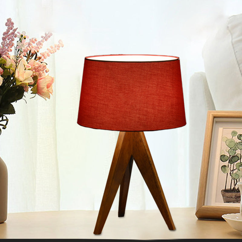 Modernist Flare Reading Light Fabric 1 Bulb Nightstand Lamp in White/Red/Blue for Living Room Red Clearhalo 'Lamps' 'Table Lamps' Lighting' 402254