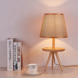 1 Head Study Table Light Modernism Brown Small Desk Lamp with Flared Fabric Shade Brown Clearhalo 'Lamps' 'Table Lamps' Lighting' 402276