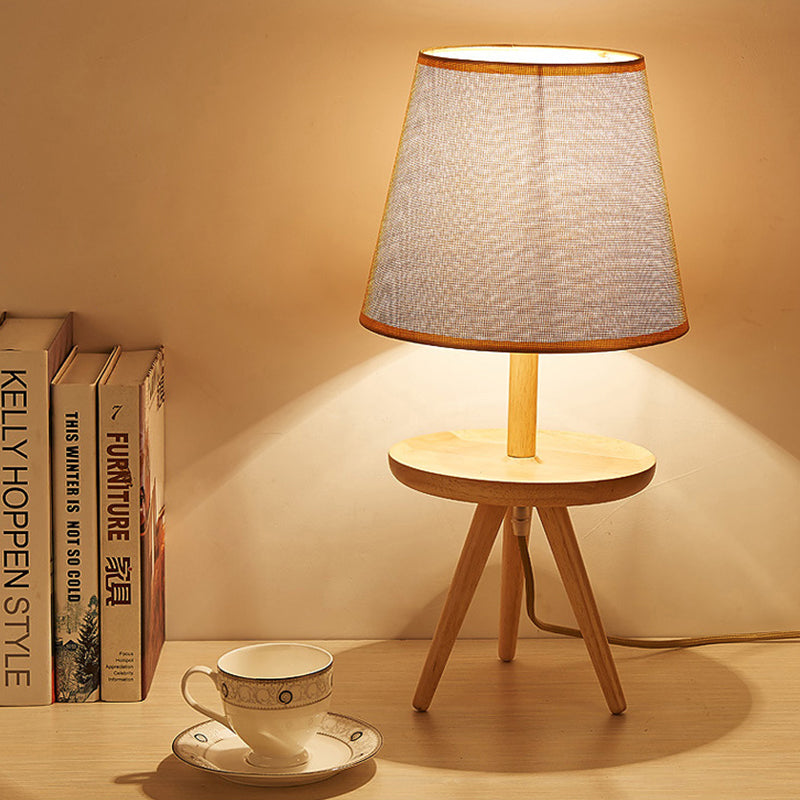 1 Head Study Table Light Modernism Brown Small Desk Lamp with Flared Fabric Shade Clearhalo 'Lamps' 'Table Lamps' Lighting' 402277
