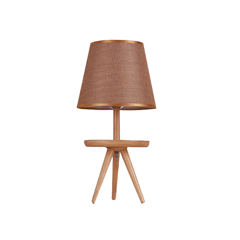 1 Head Study Table Light Modernism Brown Small Desk Lamp with Flared Fabric Shade Clearhalo 'Lamps' 'Table Lamps' Lighting' 402278