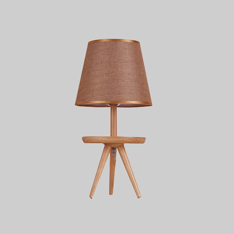 1 Head Study Table Light Modernism Brown Small Desk Lamp with Flared Fabric Shade Clearhalo 'Lamps' 'Table Lamps' Lighting' 402279