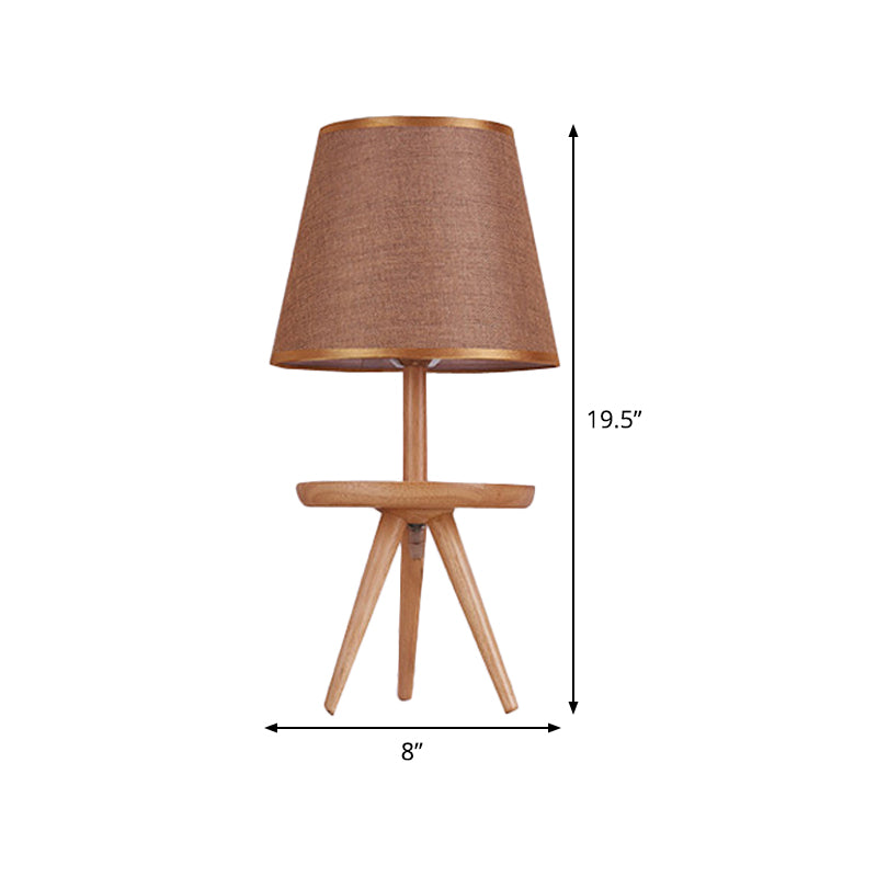 1 Head Study Table Light Modernism Brown Small Desk Lamp with Flared Fabric Shade Clearhalo 'Lamps' 'Table Lamps' Lighting' 402280