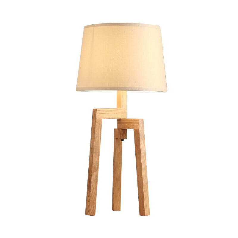 Cone Shade Desk Light Modern Fabric 1 Bulb Wood Night Table Lamp for Living Room Clearhalo 'Lamps' 'Table Lamps' Lighting' 402283