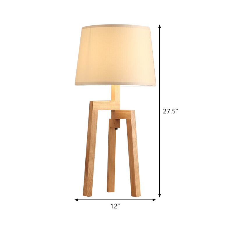 Cone Shade Desk Light Modern Fabric 1 Bulb Wood Night Table Lamp for Living Room Clearhalo 'Lamps' 'Table Lamps' Lighting' 402285