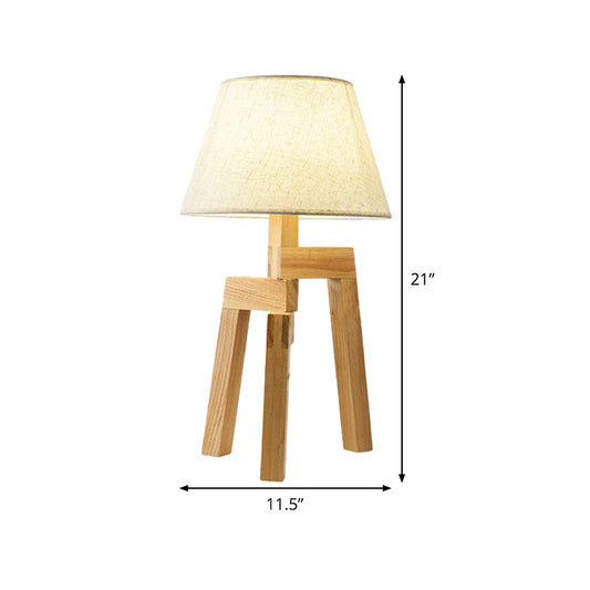 Wide Flare Reading Light Modern Fabric 1 Bulb Nightstand Lamp in White for Living Room Clearhalo 'Lamps' 'Table Lamps' Lighting' 402290