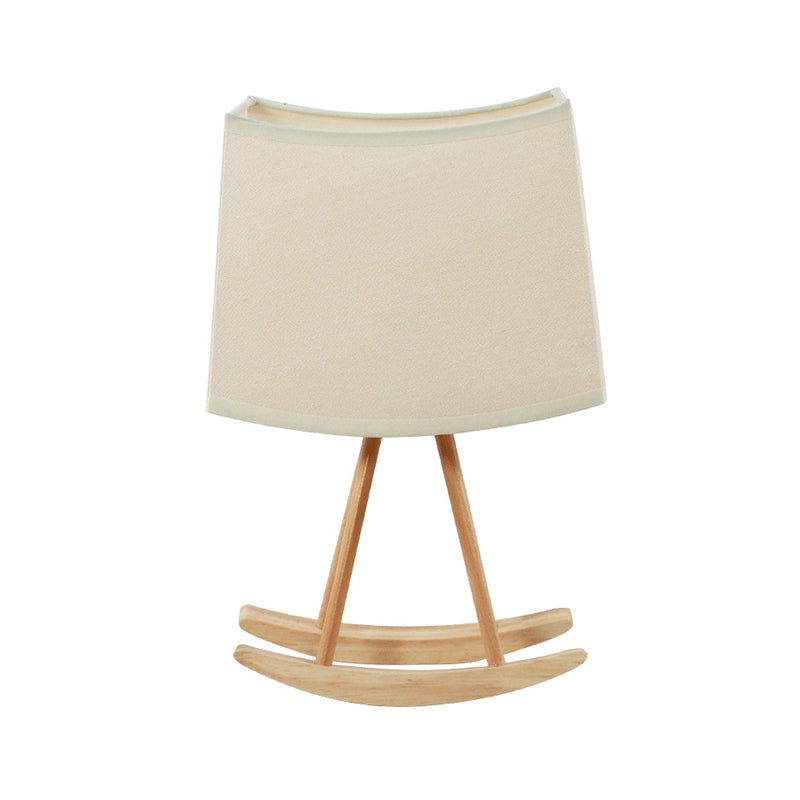 Fabric Shaded Table Light Contemporary 1 Bulb Small Desk Lamp in White with Wood Base Clearhalo 'Lamps' 'Table Lamps' Lighting' 402313