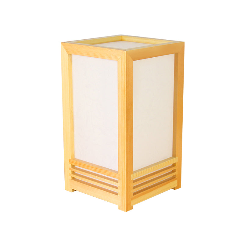 Modern Rectangle Table Light Wood 1 Bulb Small Desk Lamp in Beige for Living Room Clearhalo 'Lamps' 'Table Lamps' Lighting' 402367