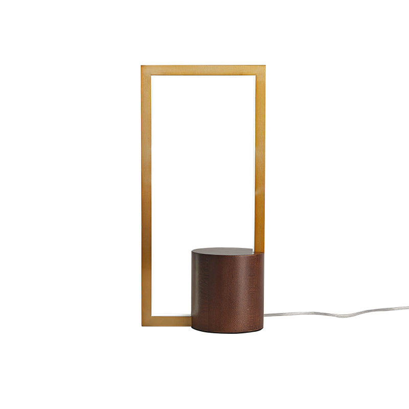 Rectangular Metal Task Lighting Modernist LED Brown Reading Light with Wood Base Clearhalo 'Lamps' 'Table Lamps' Lighting' 402432