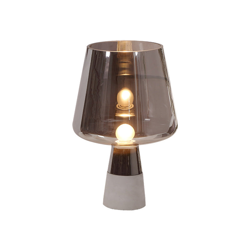 Tapered Shape Task Lighting Modernism Smoke Grey Glass 1 Bulb Dining Room Table Lamp Clearhalo 'Lamps' 'Table Lamps' Lighting' 402483