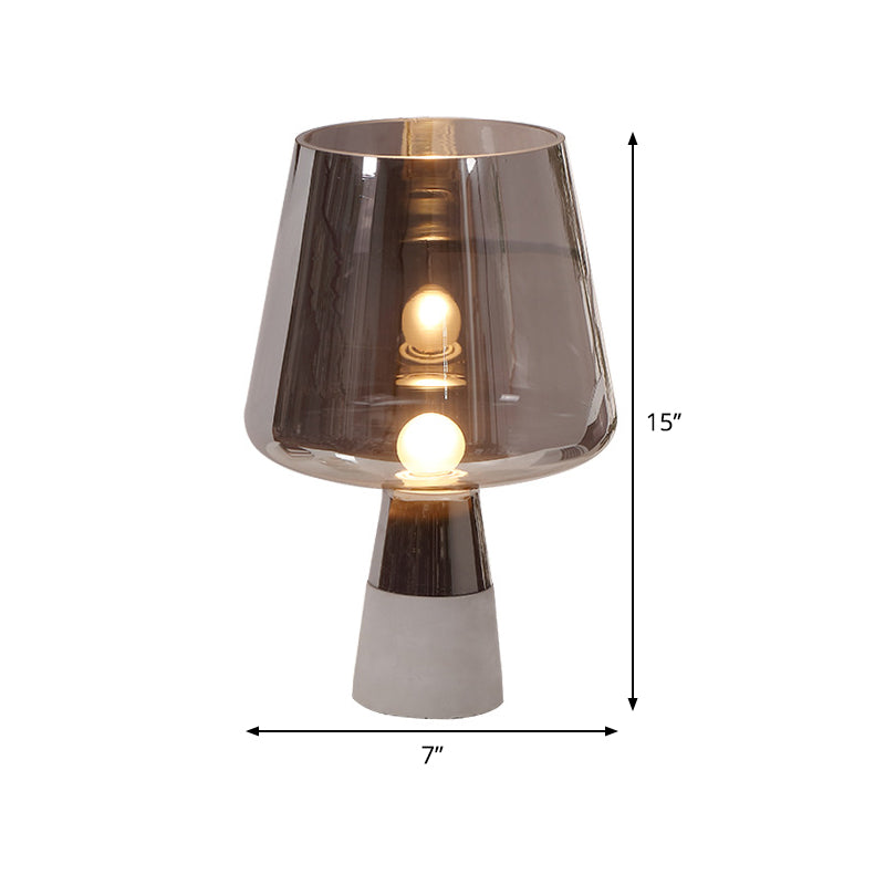 Tapered Shape Task Lighting Modernism Smoke Grey Glass 1 Bulb Dining Room Table Lamp Clearhalo 'Lamps' 'Table Lamps' Lighting' 402484