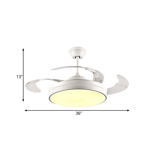 LED Acrylic Ceiling Fan Lighting Contemporary White Ring Dining Room Semi Flush Mount Light Fixture with 8 Blades, 36"/42" Wide Clearhalo 'Ceiling Fans with Lights' 'Ceiling Fans' 'Modern Ceiling Fans' 'Modern' Lighting' 402533