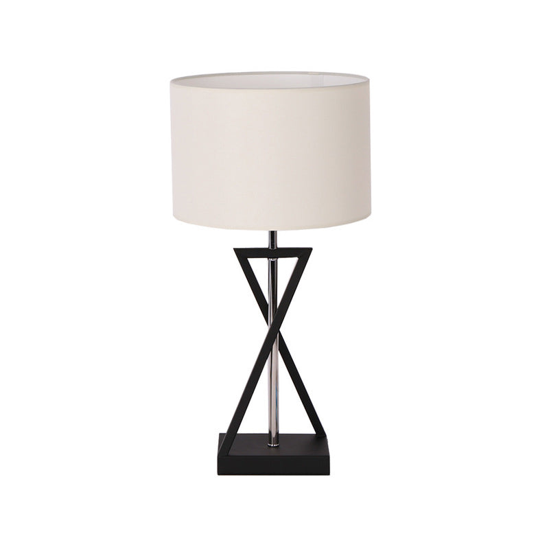 Modernism 1 Head Table Light White Cylindrical Small Desk Lamp with Fabric Shade Clearhalo 'Lamps' 'Table Lamps' Lighting' 402593