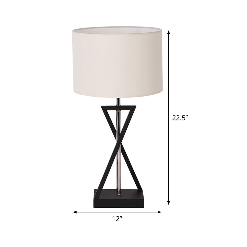 Modernism 1 Head Table Light White Cylindrical Small Desk Lamp with Fabric Shade Clearhalo 'Lamps' 'Table Lamps' Lighting' 402594