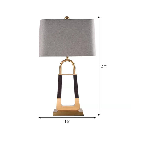1 Head Bedroom Study Lamp Modern Grey Reading Book Light with Tapered Fabric Shade Clearhalo 'Lamps' 'Table Lamps' Lighting' 402604