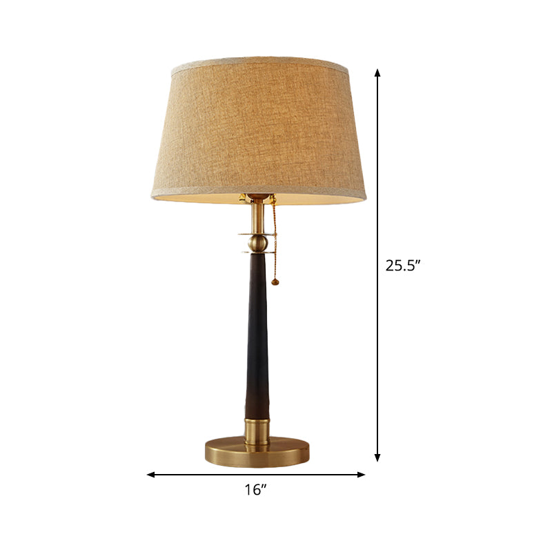 Conical Task Lamp Modern Fabric 1 Head Flaxen Reading Light with Pull Chain, 12"/16" Wide Clearhalo 'Lamps' 'Table Lamps' Lighting' 402630