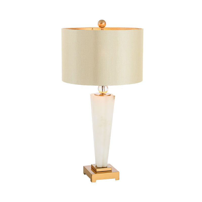 Straight Sided Shade Reading Lamp Modernist Fabric 1 Bulb Task Lighting in White Clearhalo 'Lamps' 'Table Lamps' Lighting' 402663