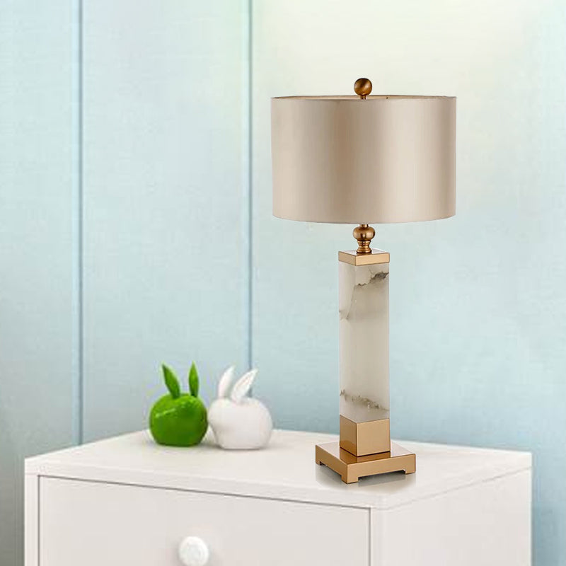 1 Head Living Room Desk Lamp Modern Gold Table Light with Cylindrical Fabric Shade Clearhalo 'Lamps' 'Table Lamps' Lighting' 402667