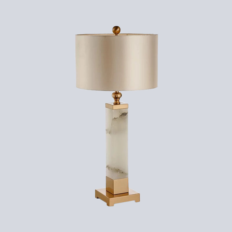 1 Head Living Room Desk Lamp Modern Gold Table Light with Cylindrical Fabric Shade Clearhalo 'Lamps' 'Table Lamps' Lighting' 402669