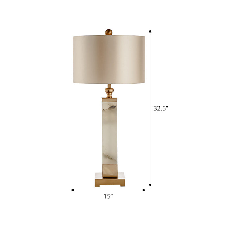1 Head Living Room Desk Lamp Modern Gold Table Light with Cylindrical Fabric Shade Clearhalo 'Lamps' 'Table Lamps' Lighting' 402670