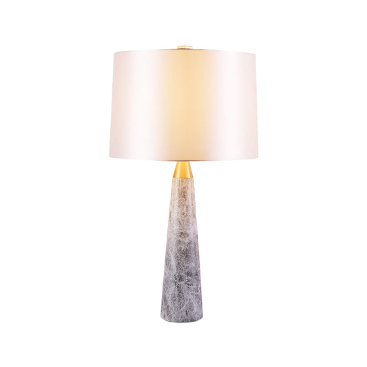 Fabric Drum Shape Study Lamp Modernist 1 Head White Task Lighting with Marble Base Clearhalo 'Lamps' 'Table Lamps' Lighting' 402693