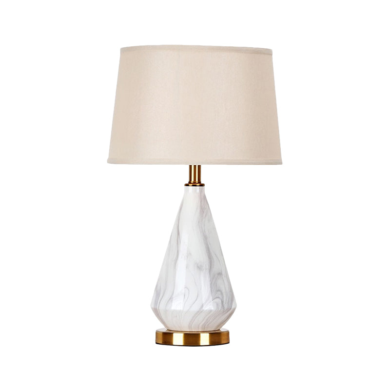 Contemporary 1 Head Task Lighting White Barrel Night Table Lamp with Fabric Shade Clearhalo 'Lamps' 'Table Lamps' Lighting' 402714