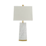 White Trapezoid Table Light Modernism 1 Head Fabric Reading Lamp with Marble Base Clearhalo 'Lamps' 'Table Lamps' Lighting' 402731