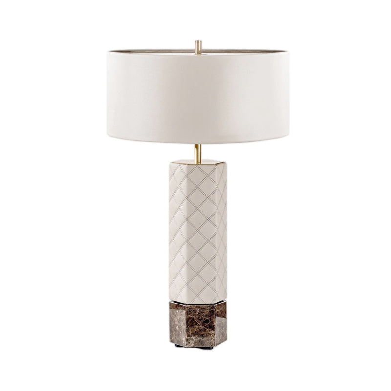 Contemporary 1 Head Desk Light White Cylindrical Night Table Lamp with Fabric Shade Clearhalo 'Lamps' 'Table Lamps' Lighting' 402814