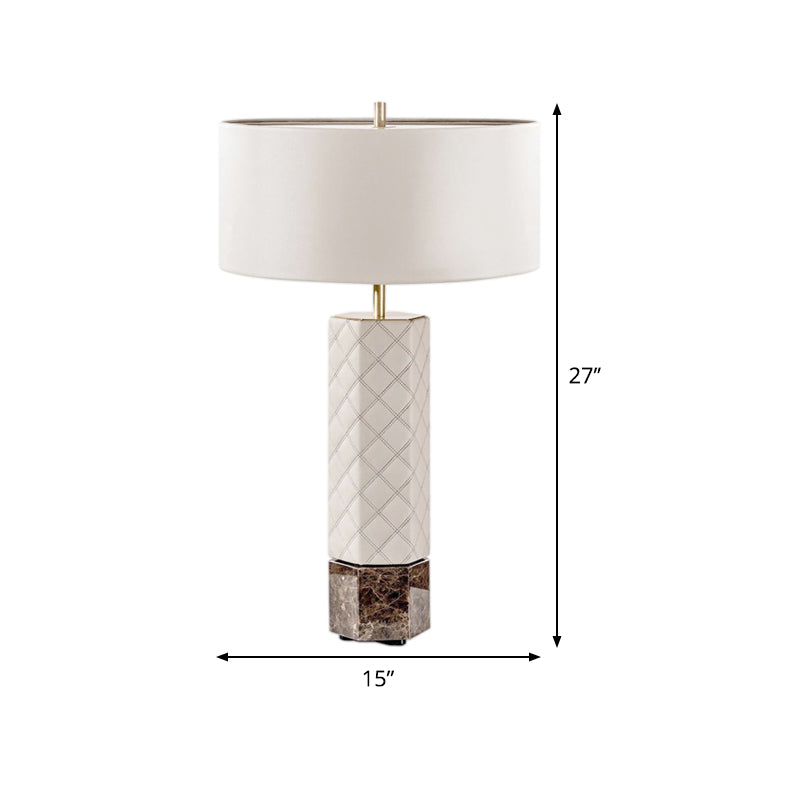 Contemporary 1 Head Desk Light White Cylindrical Night Table Lamp with Fabric Shade Clearhalo 'Lamps' 'Table Lamps' Lighting' 402815