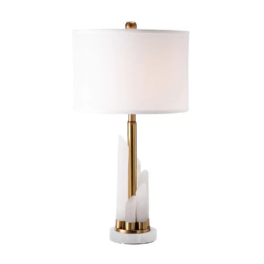1 Head Bedroom Task Lighting Modern White Nightstand Lamp with Drum Fabric Shade Clearhalo 'Lamps' 'Table Lamps' Lighting' 402833