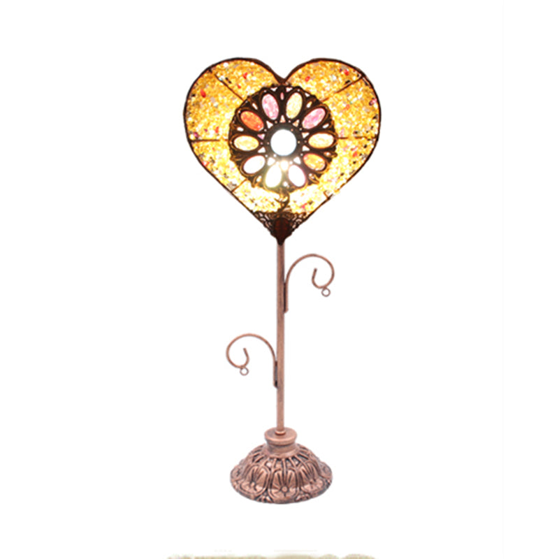 1 Light Heart-Shaped Table Lamp Art Deco Red/Yellow Metal Nightstand Lighting for Living Room Clearhalo 'Lamps' 'Table Lamps' Lighting' 402847