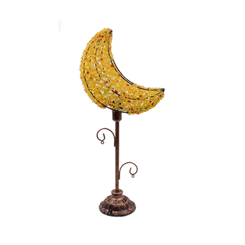 Moon-Shaped Bedroom Night Table Lighting Bohemian Metal 1 Bulb White/Yellow Nightstand Lamp Clearhalo 'Lamps' 'Table Lamps' Lighting' 402852