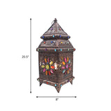 Lantern Bedroom Night Table Lighting Bohemian Metal 1 Bulb Bronze Nightstand Lamp Clearhalo 'Lamps' 'Table Lamps' Lighting' 402987