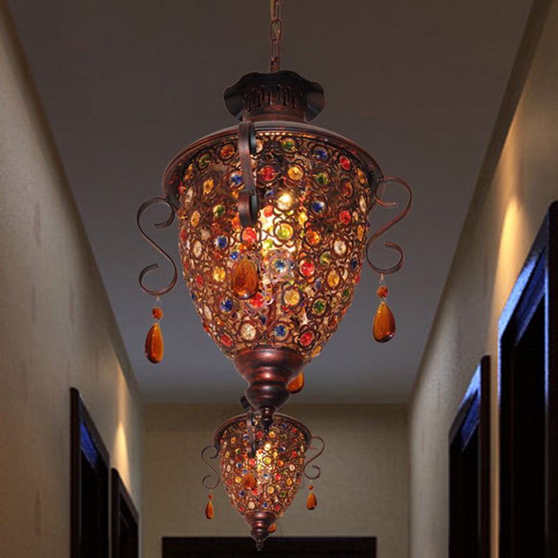 Copper 1-Bulb Down Lighting Bohemian Metal Pine Cone Hanging Light Fixture for Hallway Copper Clearhalo 'Ceiling Lights' 'Pendant Lights' 'Pendants' Lighting' 403126_653917c7-c85f-4c2f-a35d-632c1fb9de79