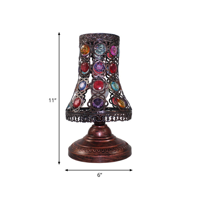 Bell/Cone Bedroom Night Table Lamp Decorative Metal 1 Light Copper Nightstand Lighting, 5.5"/6" Wide Clearhalo 'Lamps' 'Table Lamps' Lighting' 403142