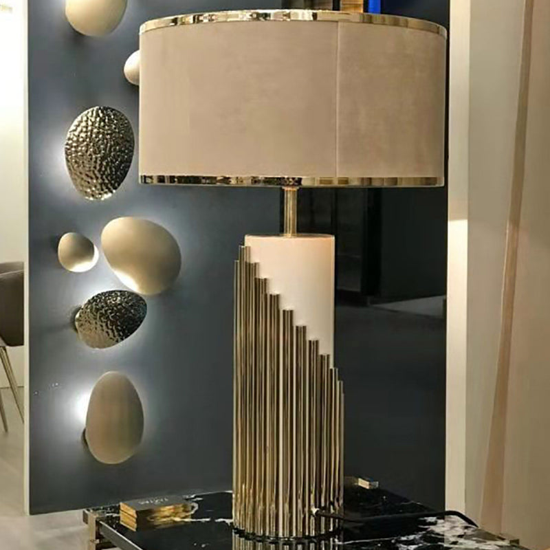 1 Head Living Room Desk Light Modern Gold Table Lamp with Cylindrical Fabric Shade Clearhalo 'Lamps' 'Table Lamps' Lighting' 403149