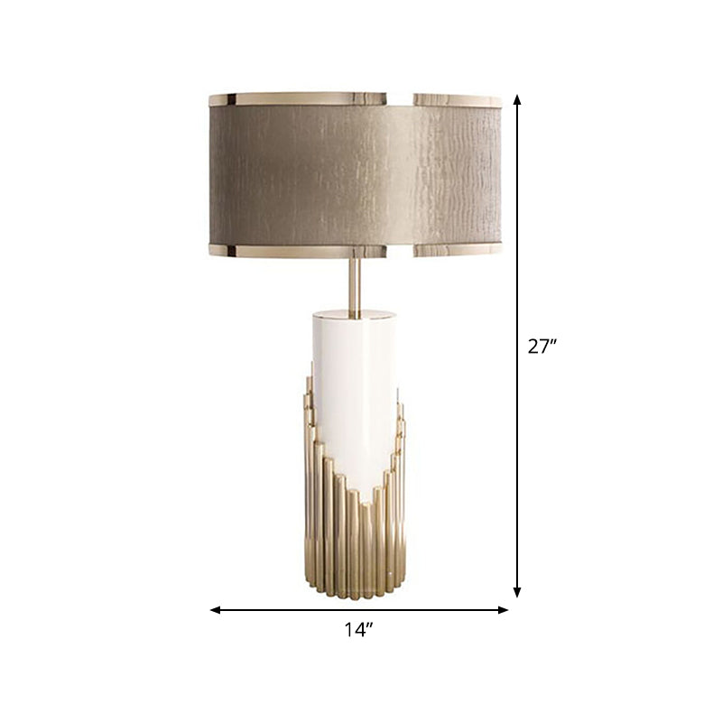 1 Head Living Room Desk Light Modern Gold Table Lamp with Cylindrical Fabric Shade Clearhalo 'Lamps' 'Table Lamps' Lighting' 403152