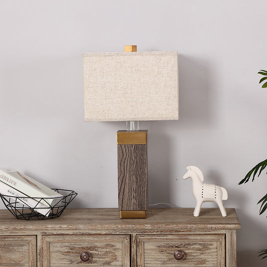 Modernist 1 Bulb Task Light Flaxen Rectangular Nightstand Lamp with Fabric Shade Clearhalo 'Lamps' 'Table Lamps' Lighting' 403155