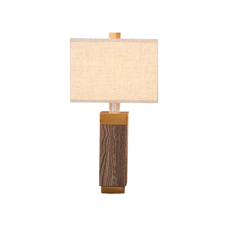 Modernist 1 Bulb Task Light Flaxen Rectangular Nightstand Lamp with Fabric Shade Clearhalo 'Lamps' 'Table Lamps' Lighting' 403156