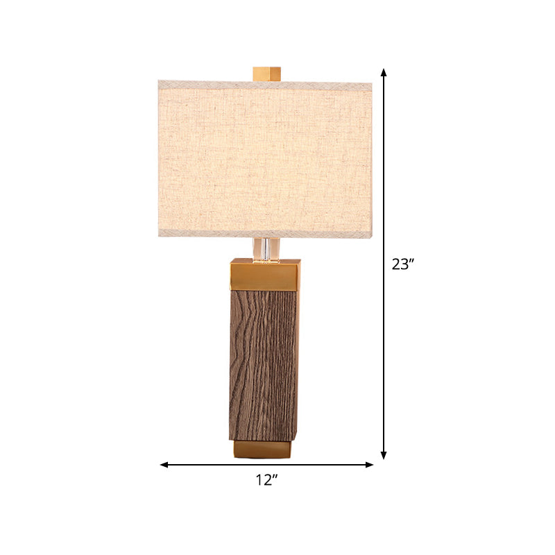 Modernist 1 Bulb Task Light Flaxen Rectangular Nightstand Lamp with Fabric Shade Clearhalo 'Lamps' 'Table Lamps' Lighting' 403157