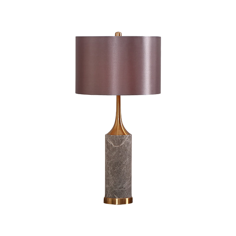 Straight Sided Shade Reading Light Nordic Fabric 1 Bulb Night Table Lamp in Grey Clearhalo 'Lamps' 'Table Lamps' Lighting' 403175