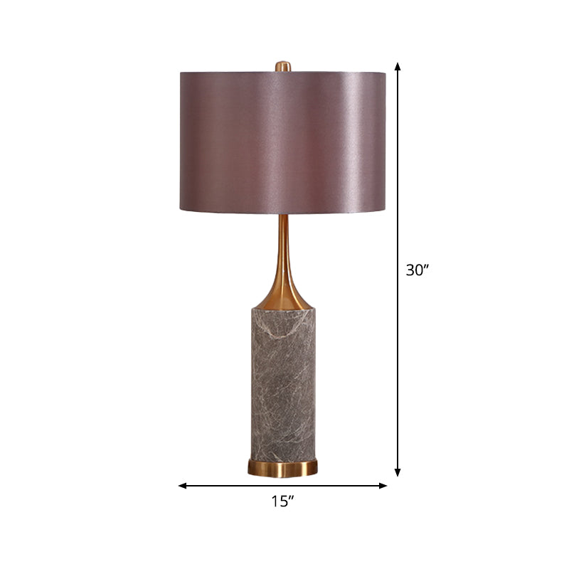 Straight Sided Shade Reading Light Nordic Fabric 1 Bulb Night Table Lamp in Grey Clearhalo 'Lamps' 'Table Lamps' Lighting' 403177