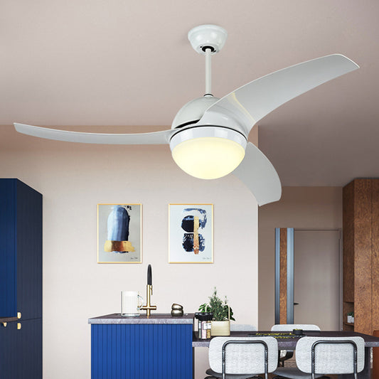 Round Kitchen Ceiling Fan Lighting Acrylic LED White Semi Flush Mount Light Fixture with 3 Blades, 52" W White Clearhalo 'Ceiling Fans with Lights' 'Ceiling Fans' 'Modern Ceiling Fans' 'Modern' Lighting' 403491